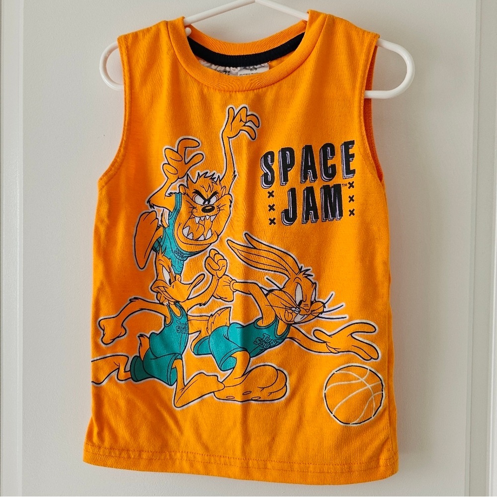 Kid's sz 5/6 Space Jam A New Legacy Orange Looney Tunes Squad Graphic Tank Top